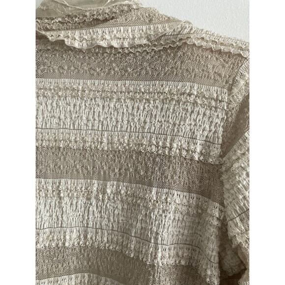 IC Collection Connie K Cardigan Ruffle Ivory Lace Button Lagenlook Boho Fairy M - Picture 11 of 13